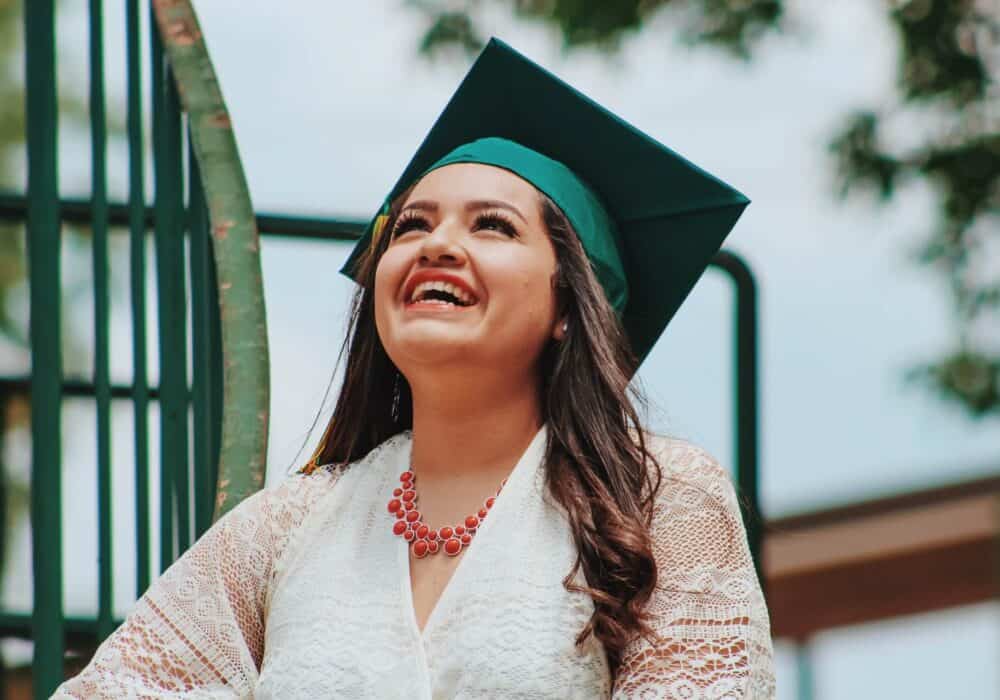 woman wearing a graduation cap