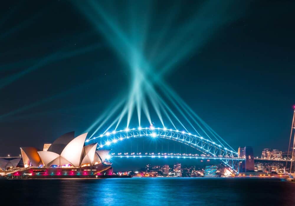 Sydney Opera House at night in Australia