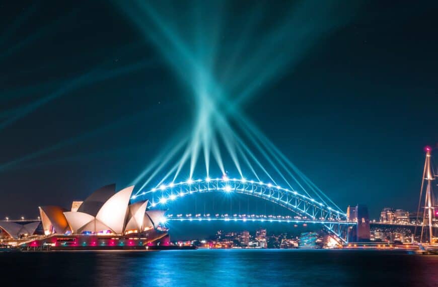 Sydney Opera House at night in Australia